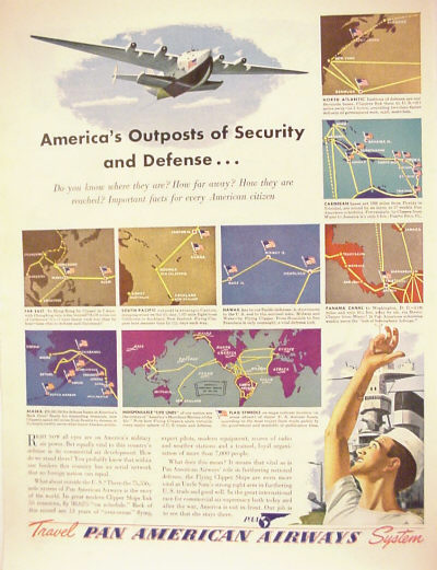 1941 A Pan American ad promoting many ports of call for the flying boats.